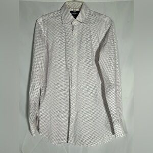 BONOBOS STRETCH TAILORED FIT PURPLE FLORAL DOT LEAF BUTTON UP SHIRT MENS 15.5/34